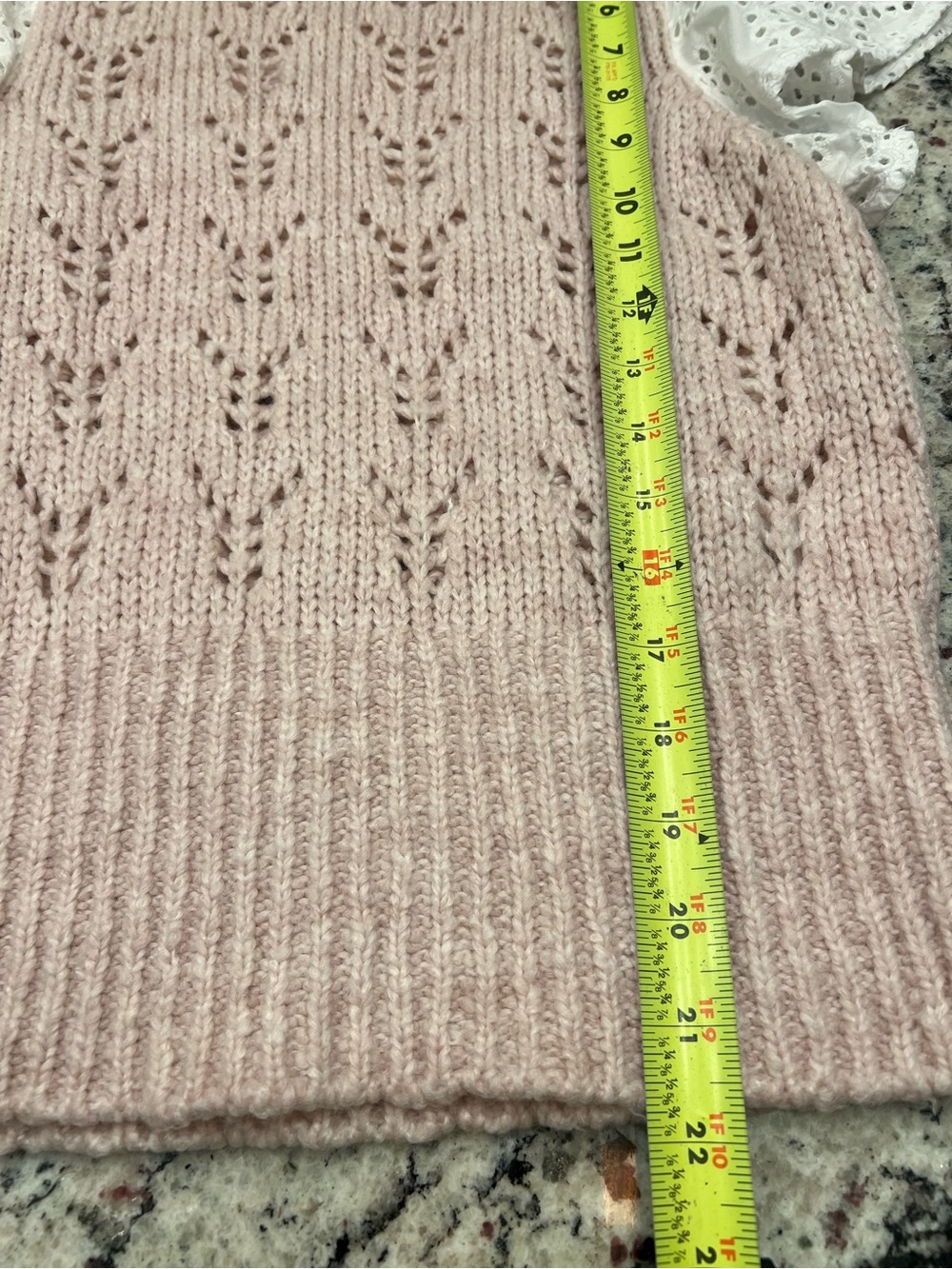 Rails Pink Knit Pullover Sweater White Eyelet Flutter Sleeves S - Picture 3 of 7
